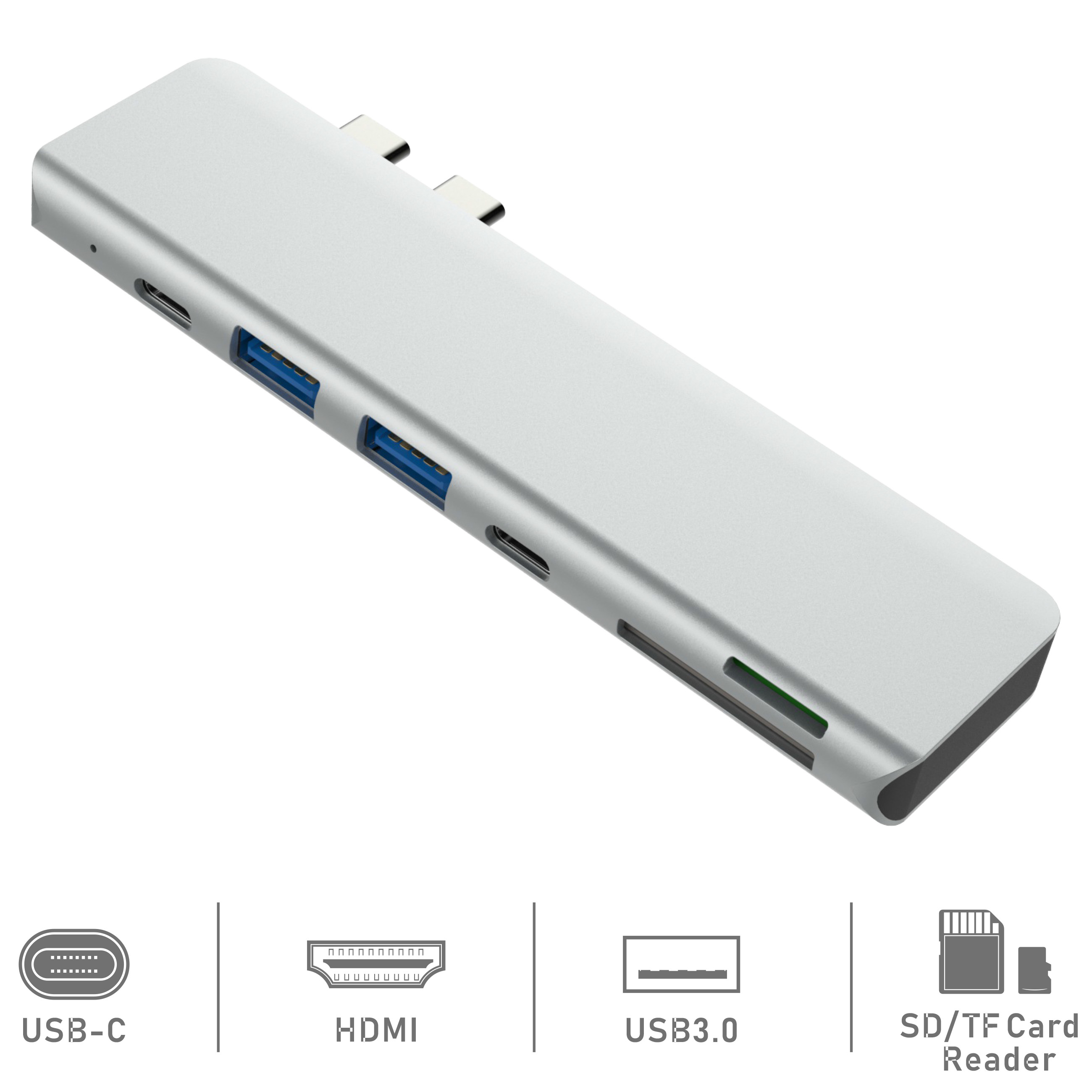 Cổng Chuyển Hub USB C, Type-C ra HDMI 4K 60hz/ usb 3.0/ PD/ TF/ SD dành Cho Macbook Pro và Macbook Air