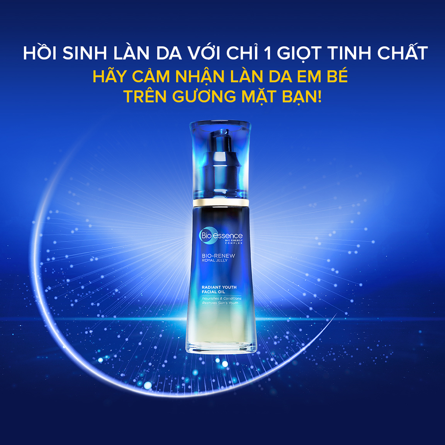 Tinh chất trẻ hóa da dưỡng da tươi trẻ Bio-essence Bio-Renew Facial Oil tinh chất sữa ong chúa 40ml