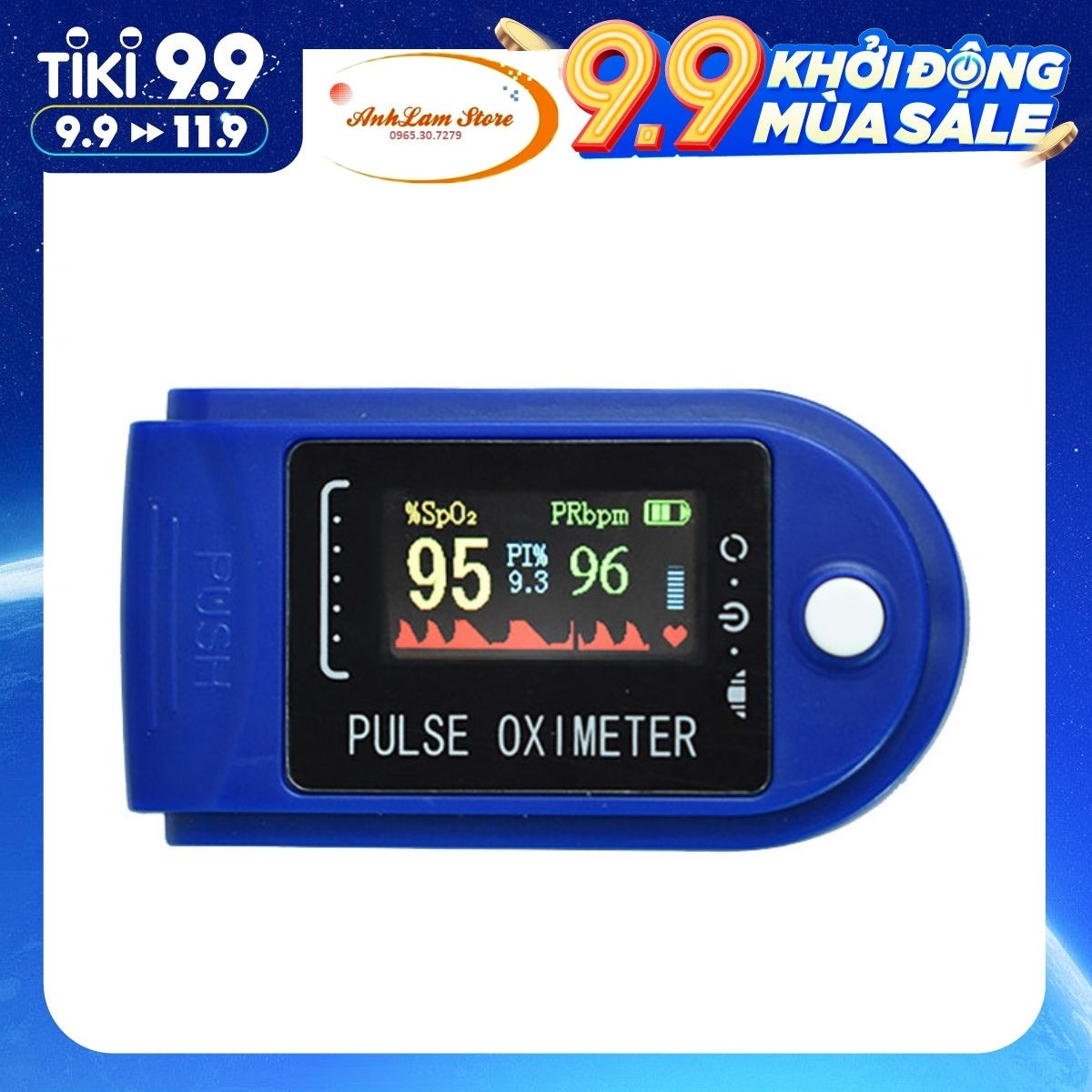 Máy đo nồng độ oxy, SpO2, nhịp tim, độ bão hòa bằng xung đầu ngón tay với màn hình LED Fingertip Clip Pulse Oximeter L-ED Display Mini SpO2 Monitor Oxygen - Anhlam Store