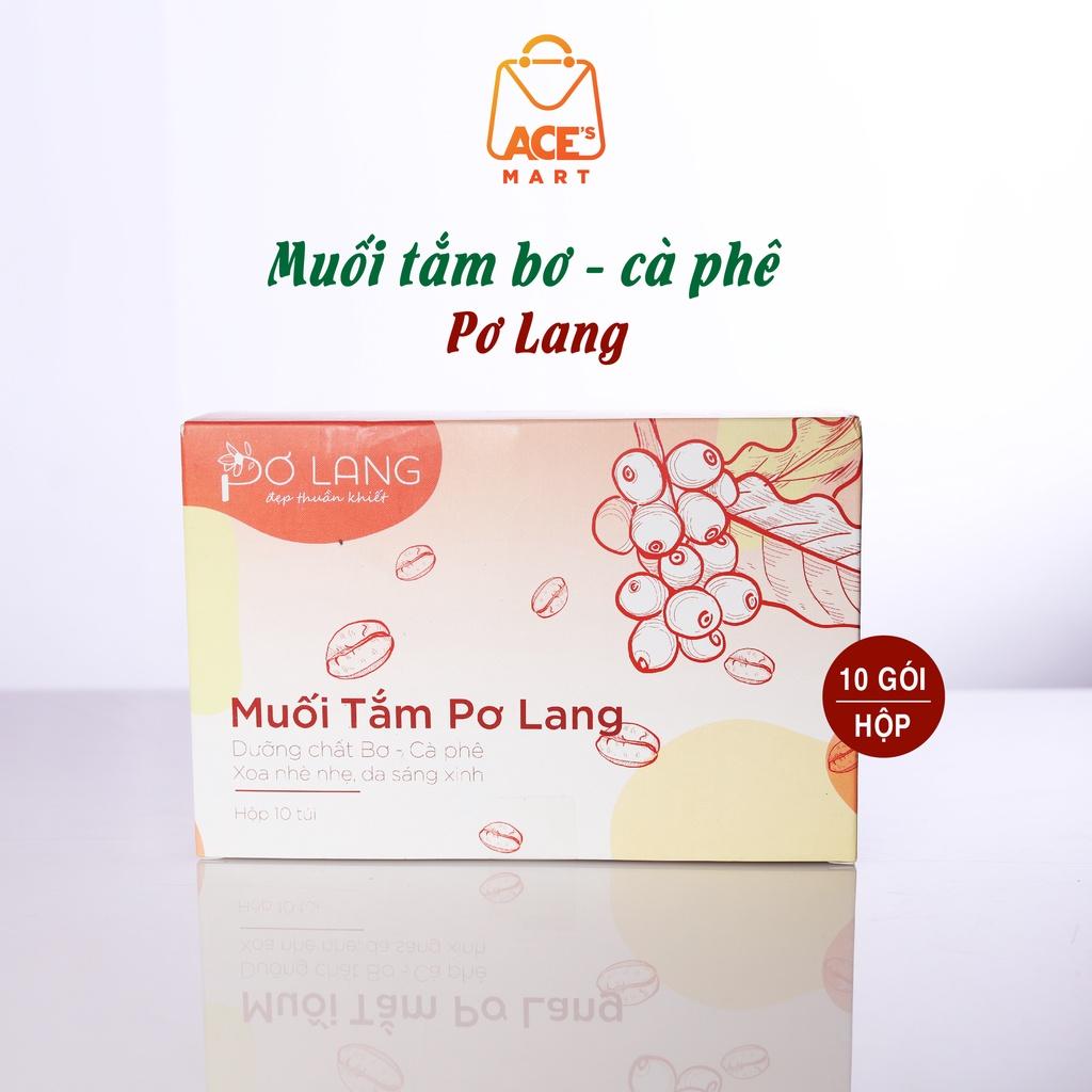 Tẩy tế bào chết toàn thân Pơ Lang chiết xuất cà phê Đăk Lăk, giảm mụn mờ thâm, dưỡng trắng da 130g, 230g, hộp 10 gói