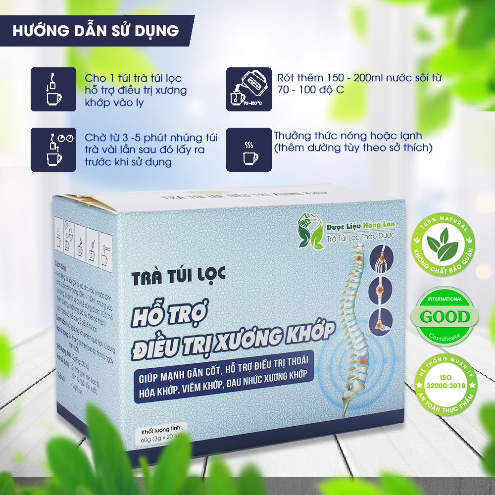 Trà Túi Lọc Hỗ trợ điều trị Xương Khớp 60g Dược Liệu Hồng Lan
