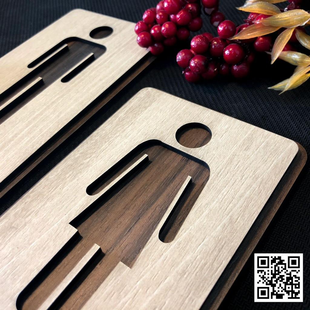 Bộ bảng toilet  gỗ dán tường kích thước 16x9cm