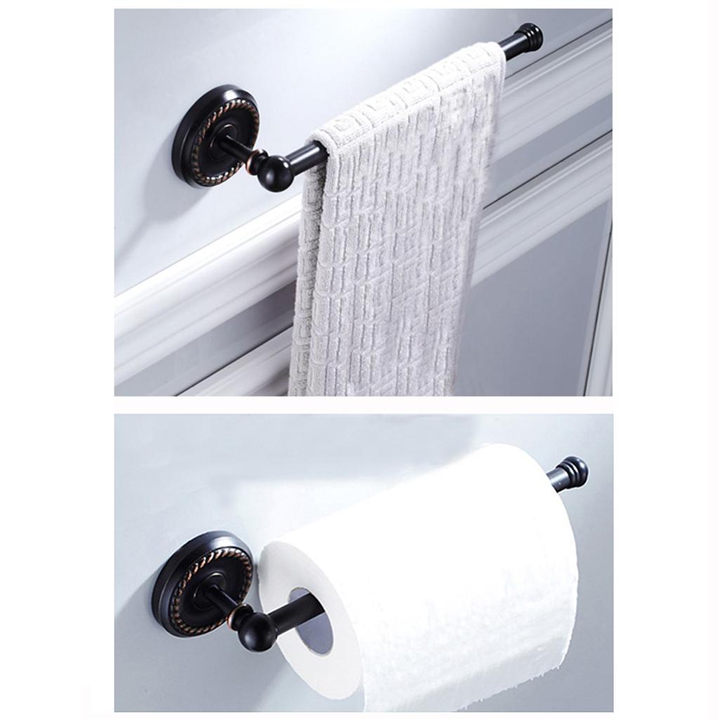 Black Bathroom Towel Rail Wall Mounted Hanging Rod Towel Bar Organizer #A