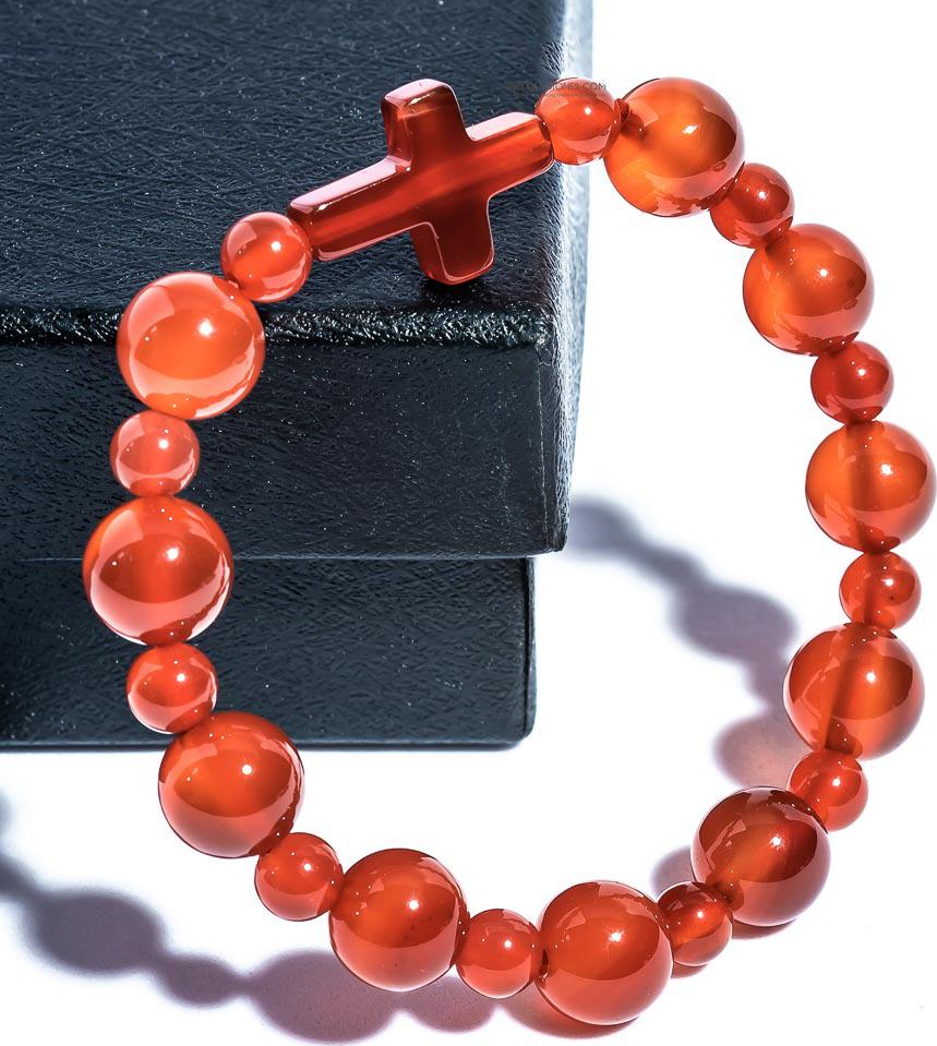 Vòng chuỗi mân côi mã não đỏ 10mm RAGA01 - Vietgemstones