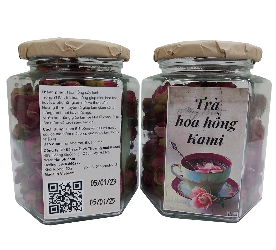 Trà hoa hồng Kami sấy lạnh 50g; Giúp điều hòa khí huyết, đẹp da, hỗ trợ giảm cân, giảm stress, detox cơ thể