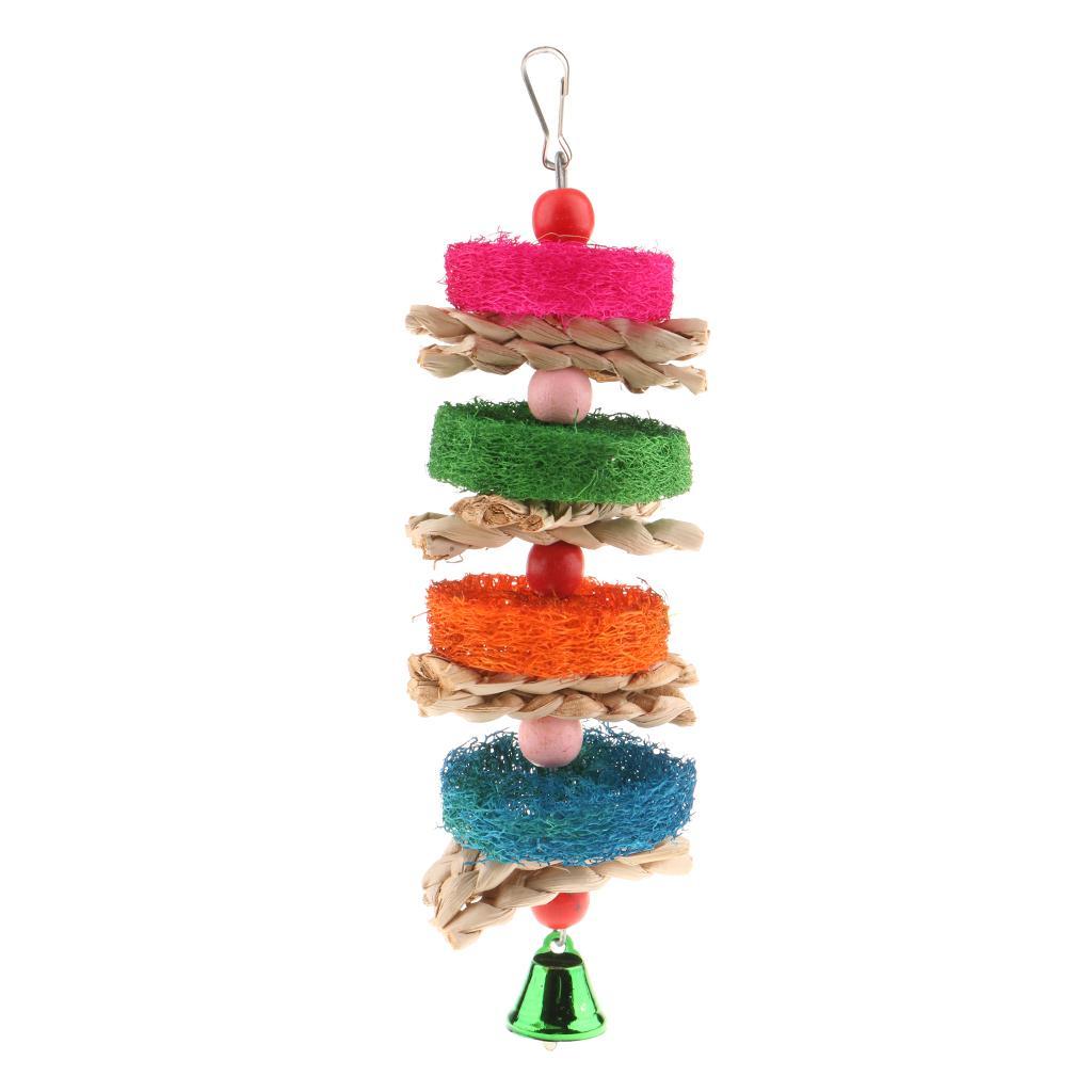 Pet Bites Parrot Climb Chew Toys Bell Swing Cage Hanging Cockatiel Parakeet