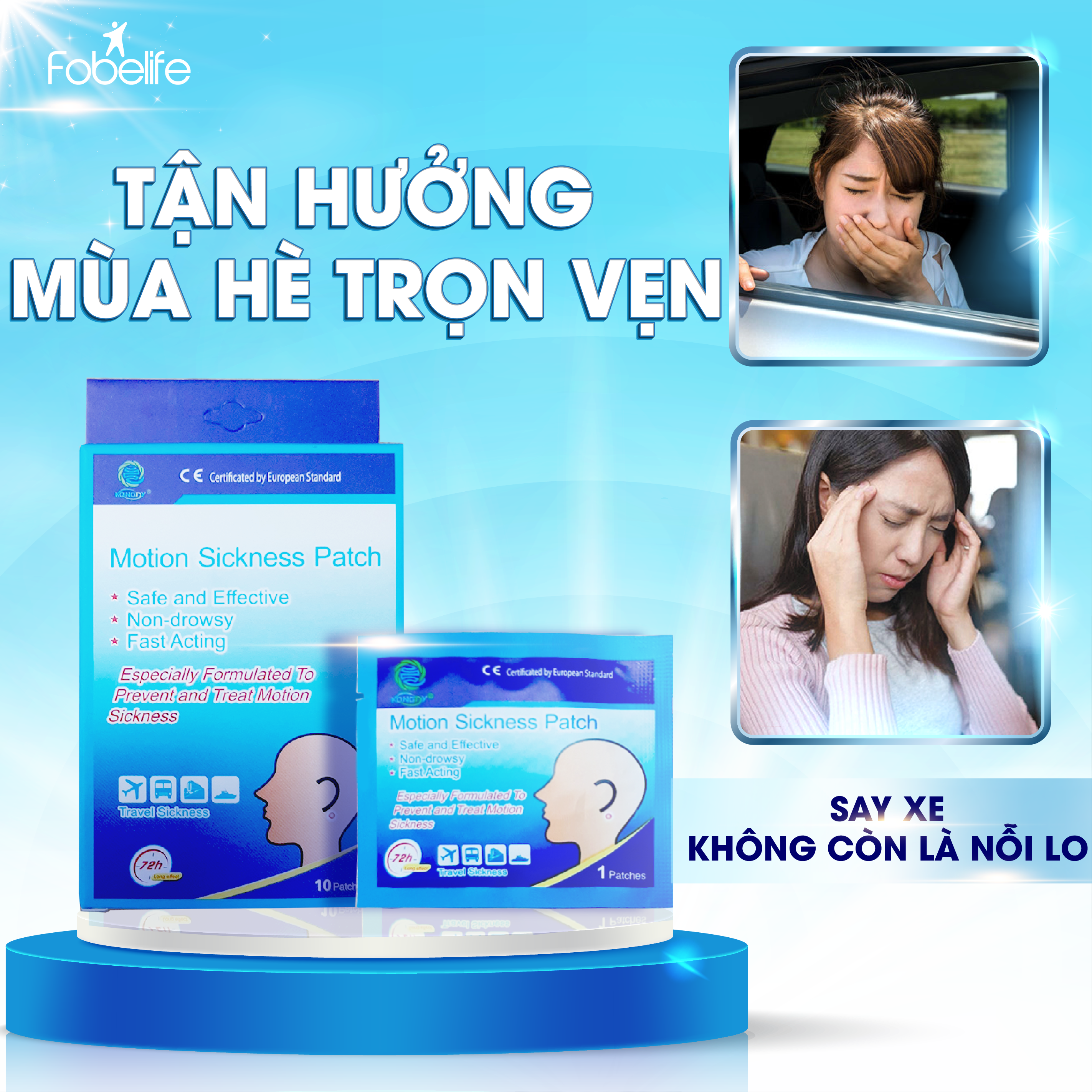 Combo 02 Hộp Miếng dán chống say tàu xe - Motion Sickness Patch – Hộp 10 miếng