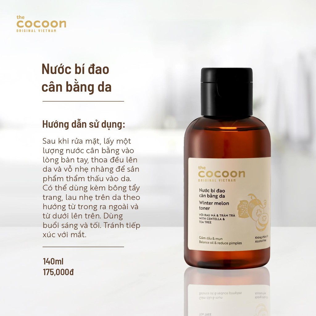 Nước Cân Bằng Cocoon Bí Đao - Winter Melon Toner Cân Bằng Độ pH, Giảm Dầu &amp; Mụn Ẩn 140mL