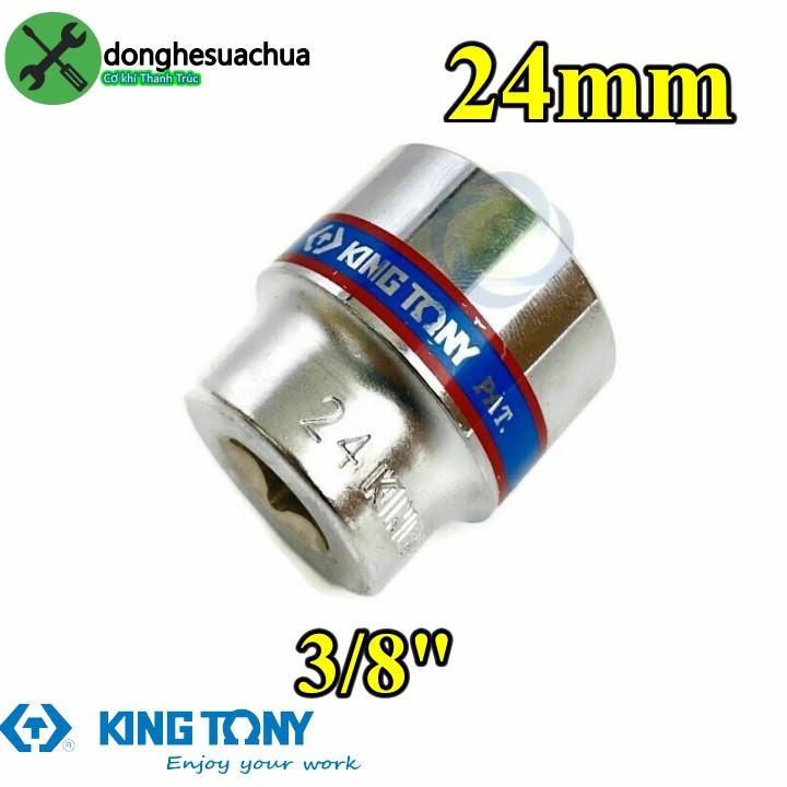 Tuýp 24mm loại 3/8 có 6 cạnh màu trắng loại ngắn Kingtony 333524M