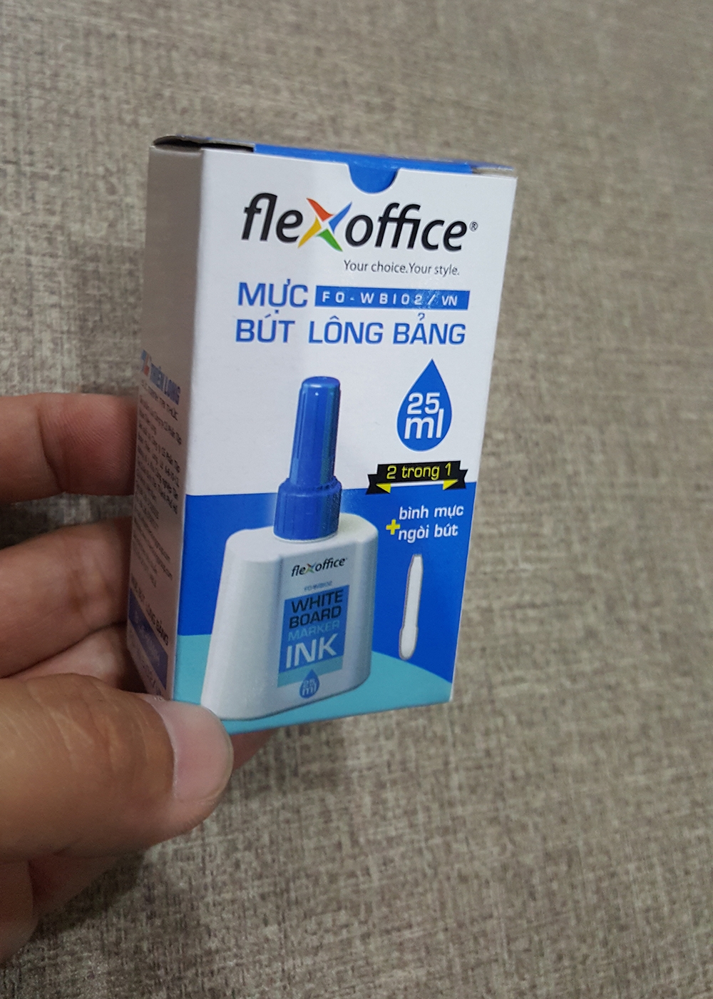 Mực Bút Lông Bảng Flexoffice FO-WBI02 25ml - Mực Xanh