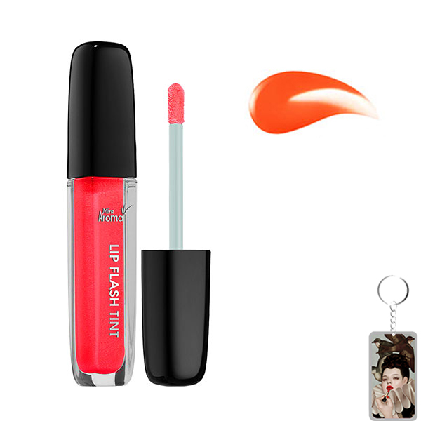 Son kem siêu lì Aroma Lip Flash Tint Hàn Quốc No.1 Màu cam tặng kèm móc khóa