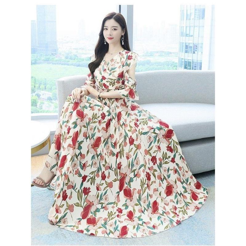 ĐẦM XÒE HOA TAY BÈO CUT OUT