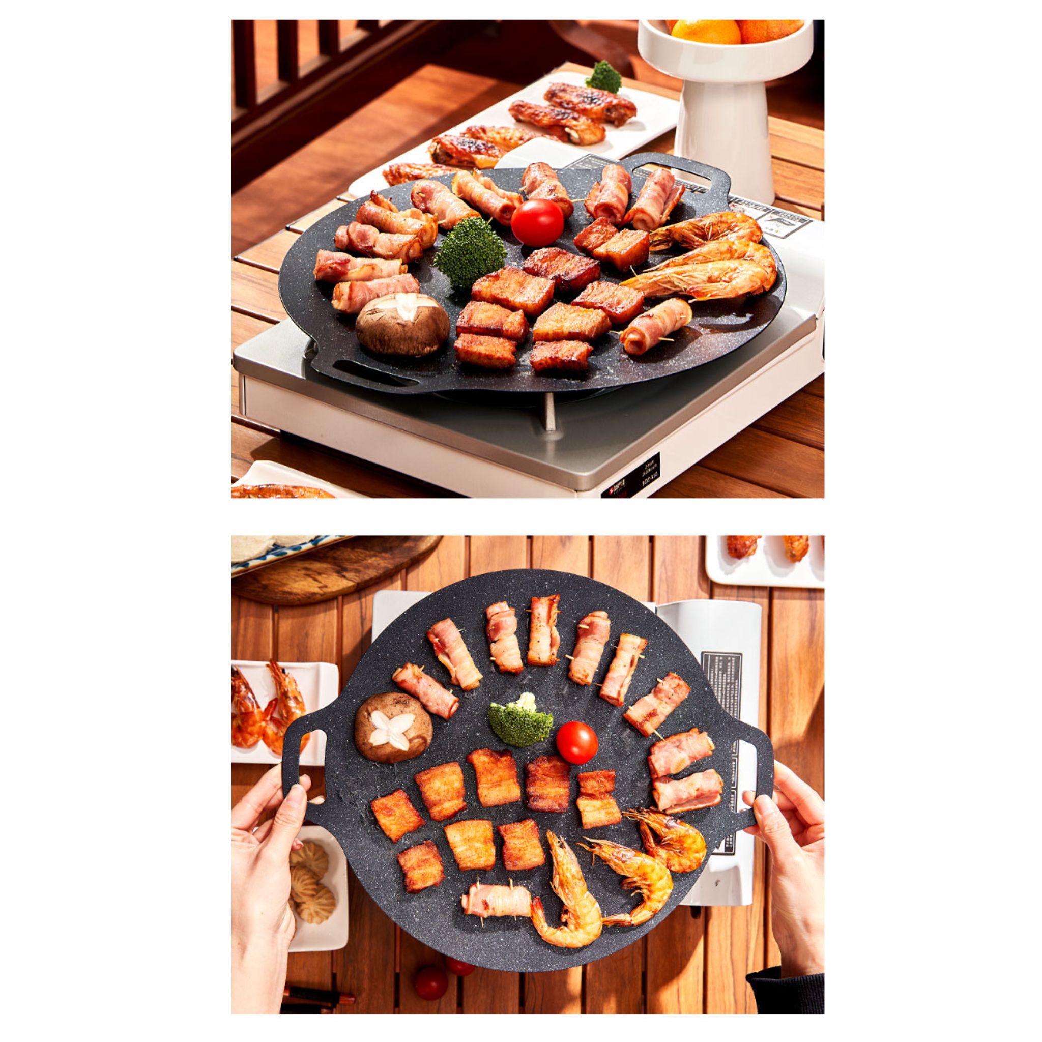 Chảo Nướng, Chảo Chống Dính, Chảo cắm trại ngoài trời, chảo nướng Hàn Quốc không khói size 28cm