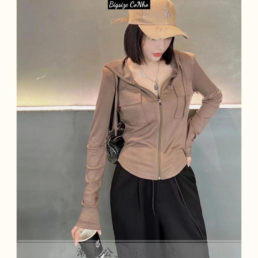 Áo khoác bigsize nữ thun gân cao cấp, Áo khoác ngoài nữ giành cho nàng Chuppy 58-95kg BIGSIZE CÔ NHỎ G18
