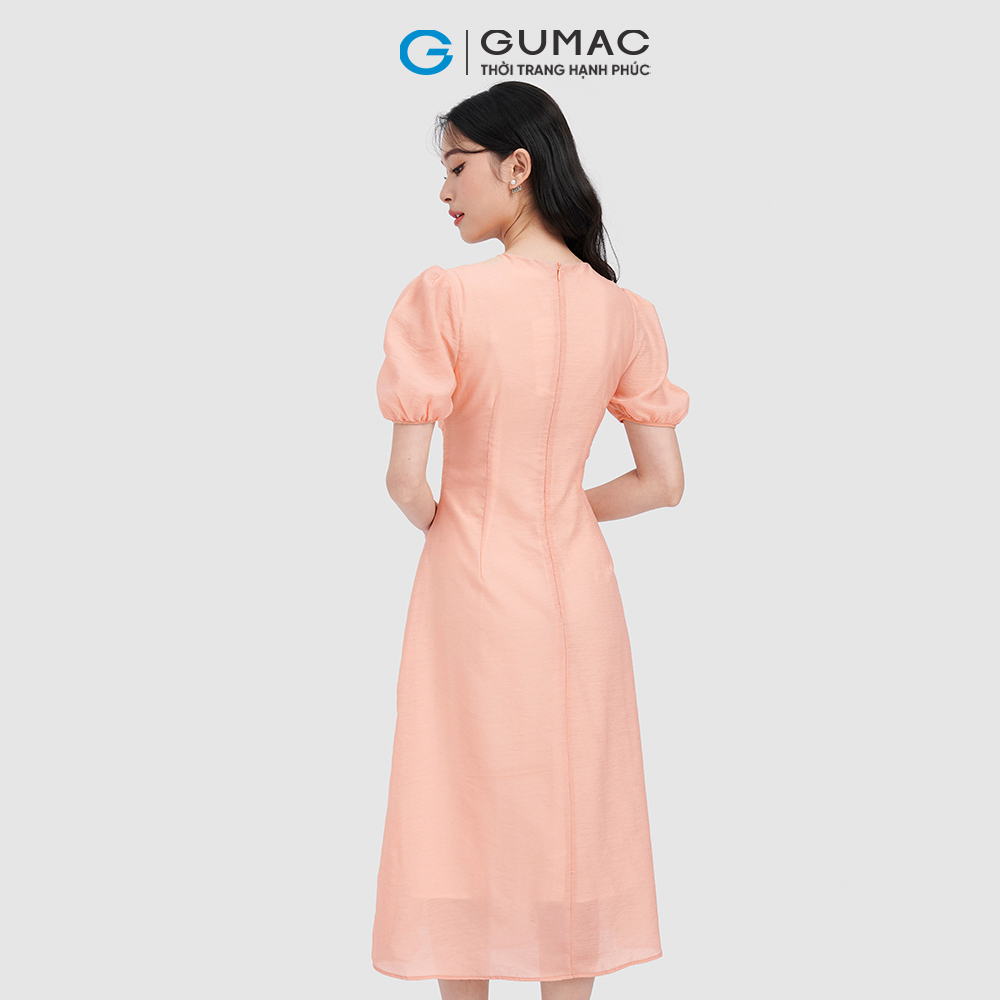 Đầm form A GUMAC DC12033 cổ nơ viền ren thanh lịch