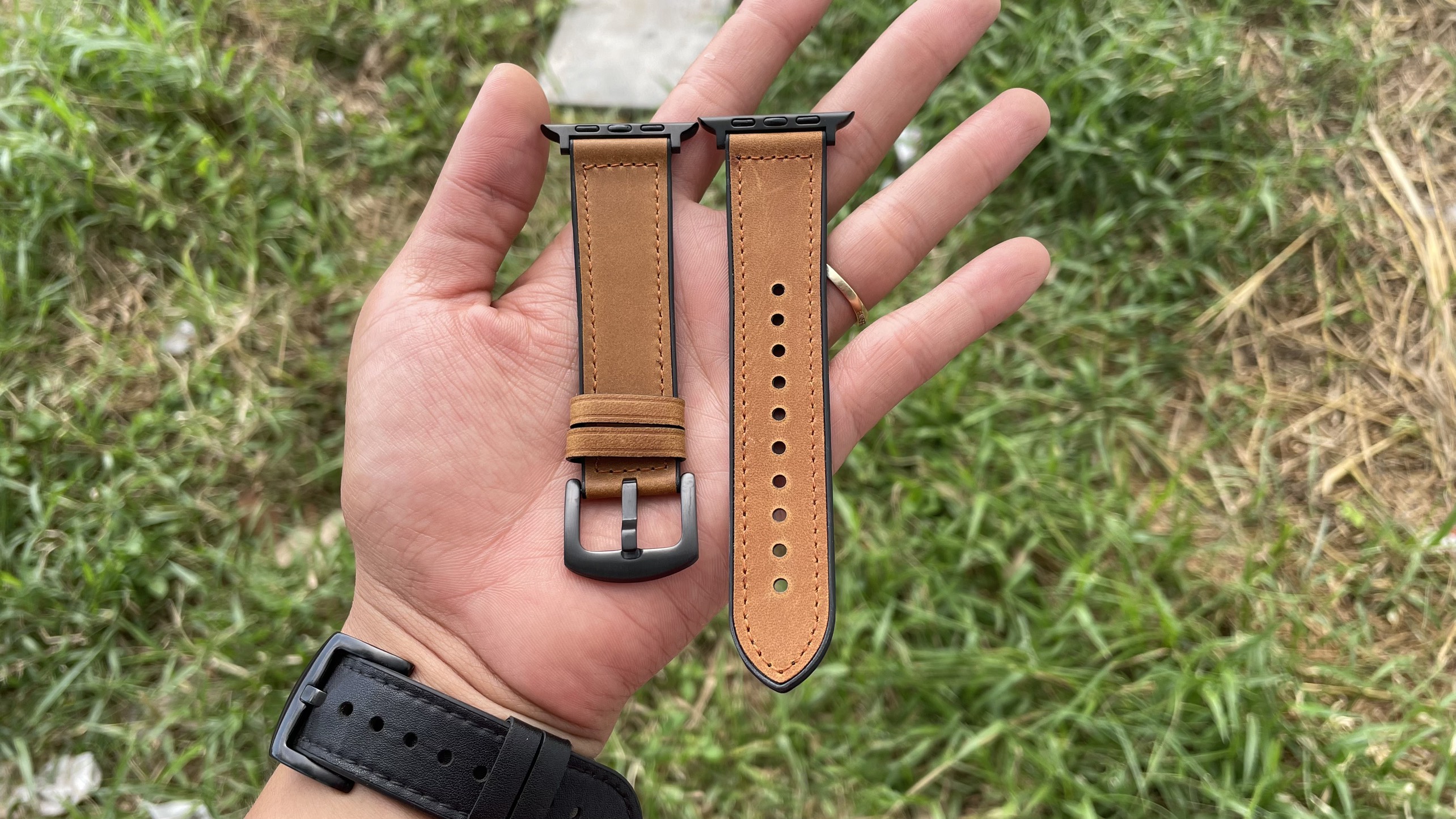 Dây da sáp dầu Vintage cao cấp dành cho Apple watch  40mm/44mm/38mm/42mm kèm hộp gỗ cho Apple watch Series 7 6 SE 5 4 3 2 41mm 45mm