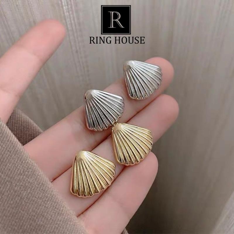 (Chuôi bạc 925) Khuyên tai bông tai nữ vỏ sò thanh lịch dự tiệc Ring House