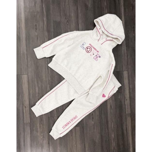 Bộ nỉ bé gái xuất dư xịn áo hoodie viền hồng (18/24M-7/8Y)