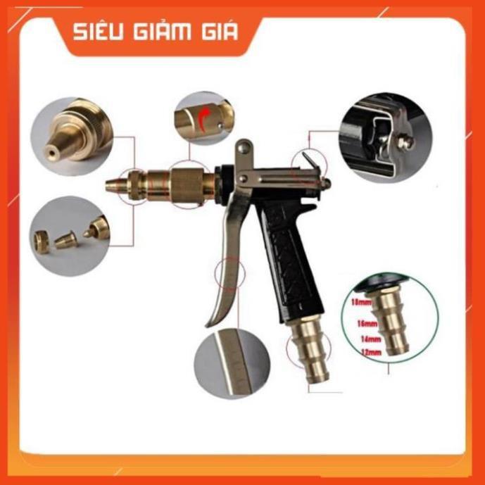 Bộ dây vòi xịt nước rửa xe, tưới cây, tăng áp 3 lần, loại 3m, 5m 206236 đầu đồng,cút,nối nhựa vàng+ tặng đai