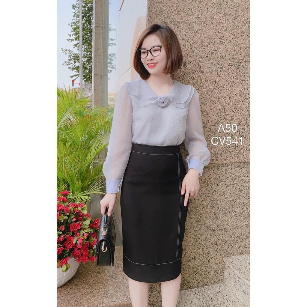 Chân váy công sở - chỉ may nổi