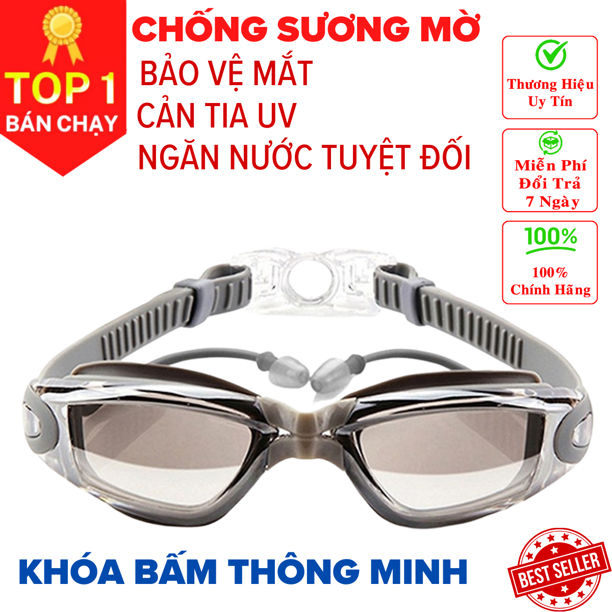 Kính bơi chống sương mờ, chống UV, dây được làm 100% silicone mềm mại, thiết kế không trơn trượt, độ co giãn, độ bền thách thức thời gian, dành cho vận động viên chuyên nghiệp, người đi bơi hằng ngày - Chính hãng DODODIOS