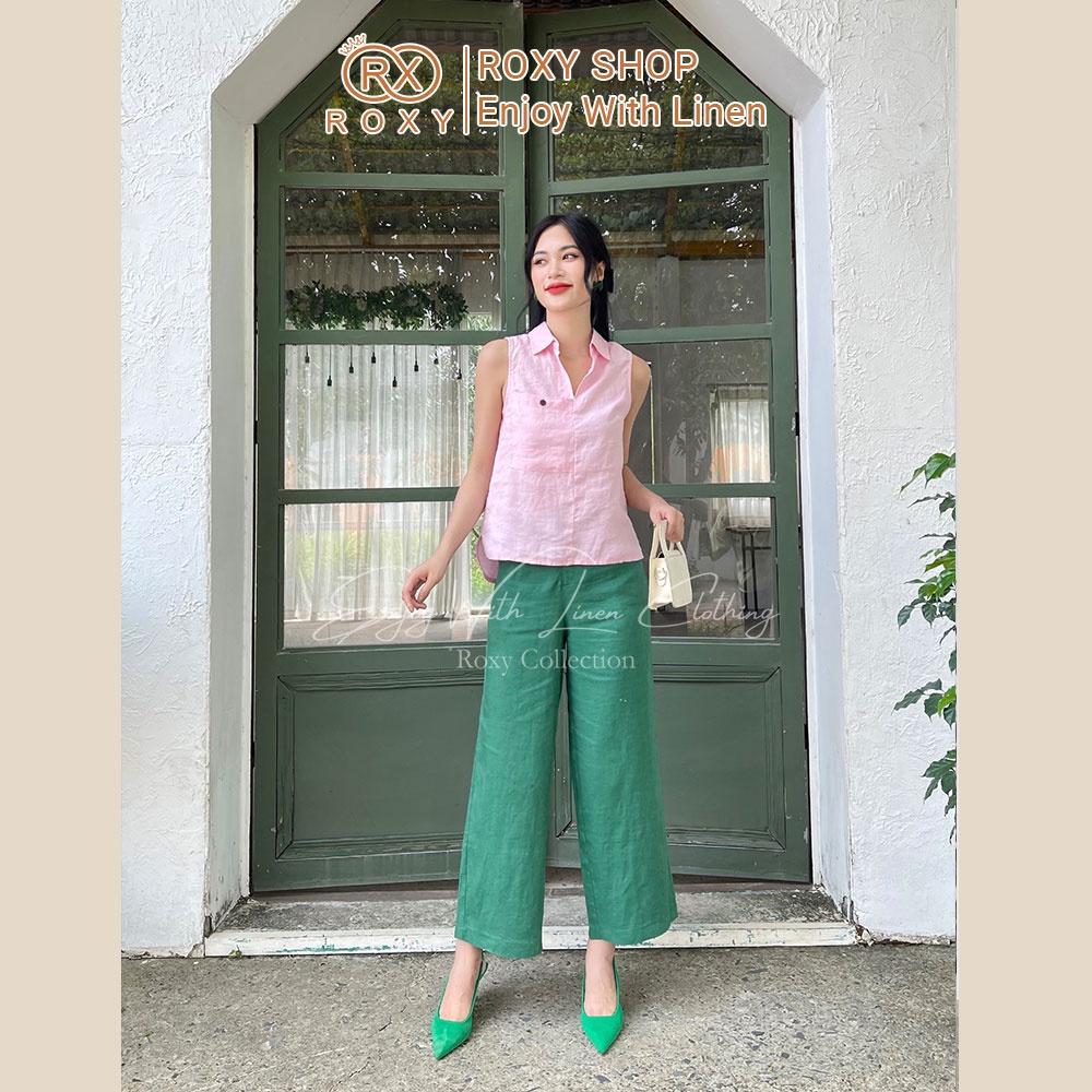 Áo Sát Nách Linen Thiết Kế Cổ Vest Thóang Mát 1