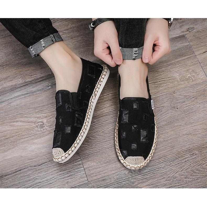 Slip on - Giày lười vải nam chất liệu bò rách thoáng khí, đế cao su chống trơn trượt - Mã SP 2927