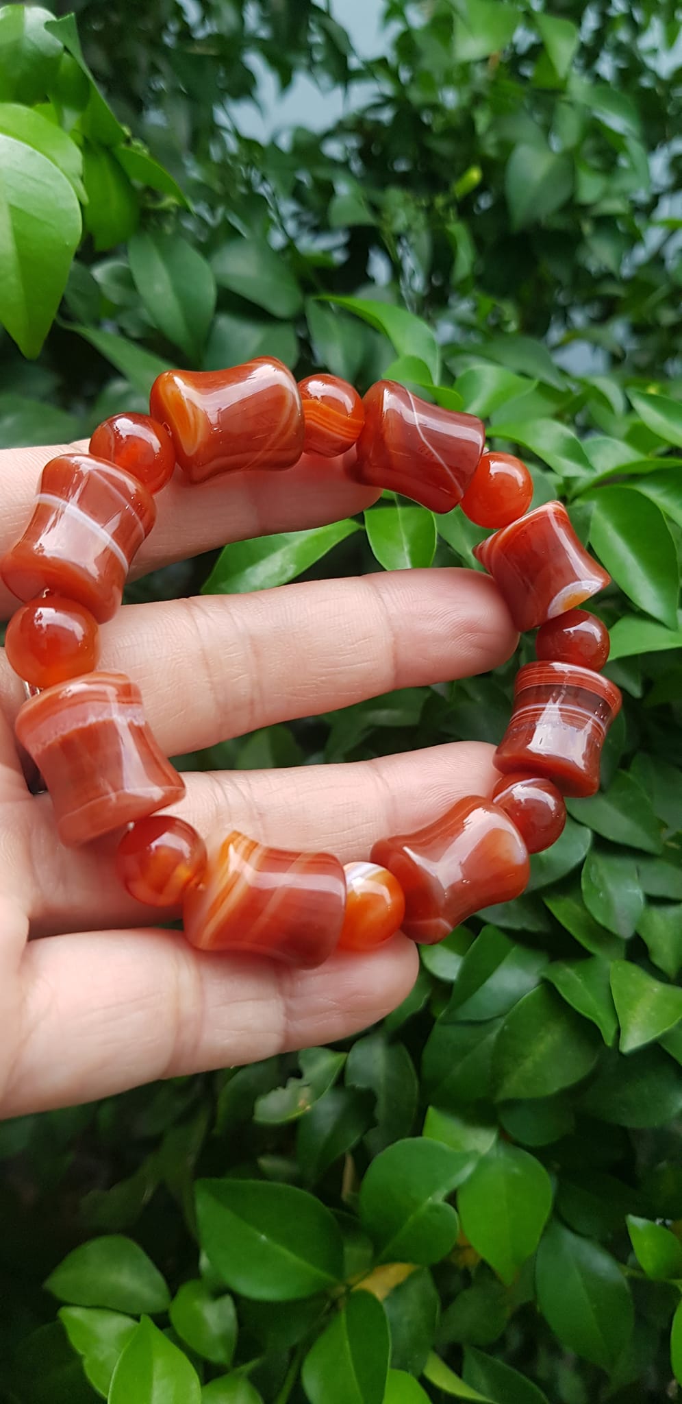 Vòng tay đá mã não đỏ kiểu Vòng hạt thống 14mm hạt tròn nhỏ Nam Nữ mệnh hoả mệnh thổ đeo ạ