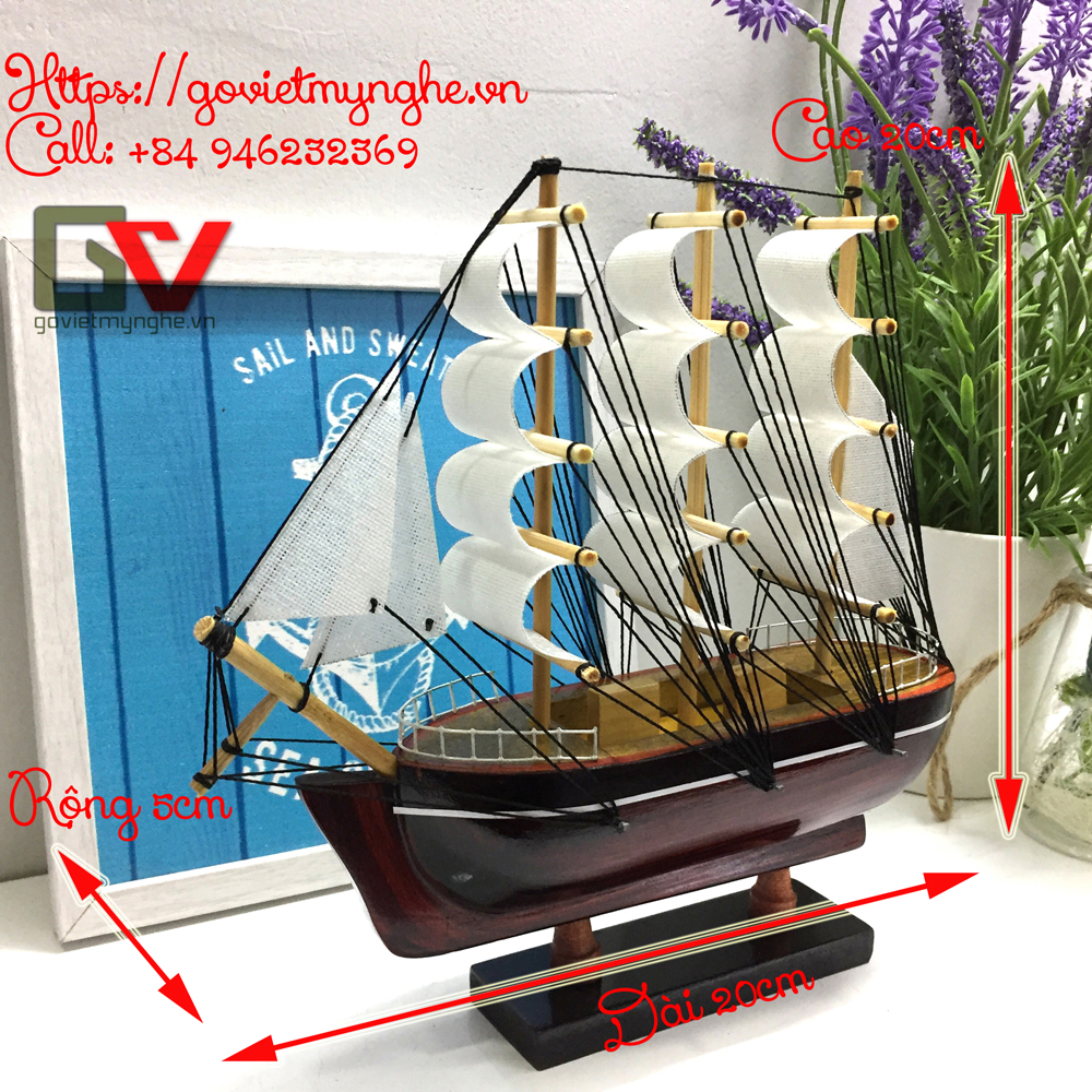 Hình ảnh Mô hình thuyền gỗ trang trí Le Belem - thân 20cm