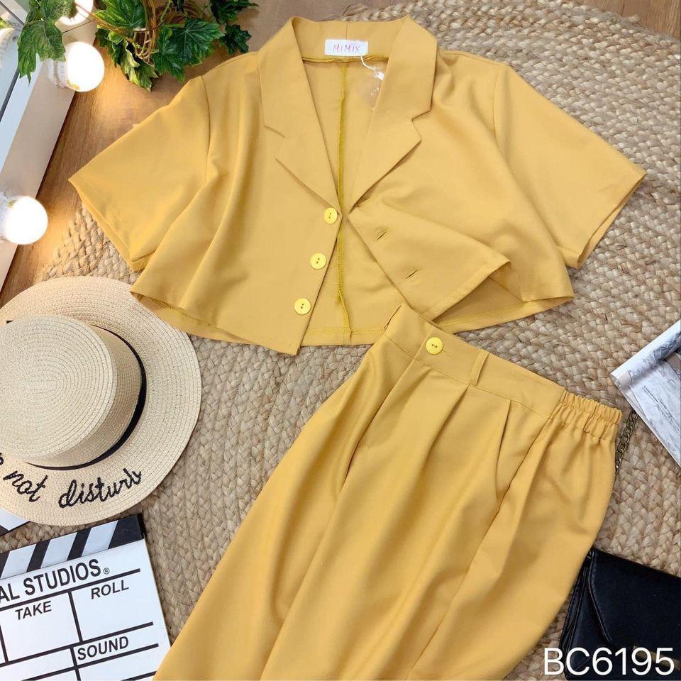 Áo blazer Croptop kèm quần ống rộng phong cách ulzzang năng động trẻ trung.Sét bộ đi chơi đi tiệc thời trang nữ