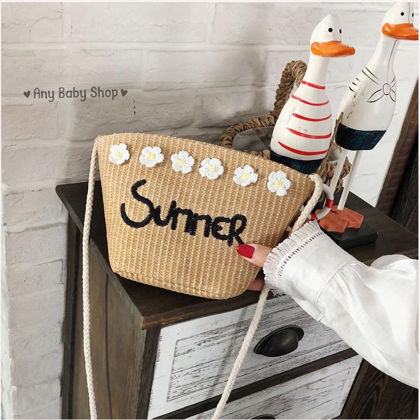 Túi cói size đại đi chơi ,dạo phố ,đi biển hoa cúc SUMMER 2 màu cực xinh