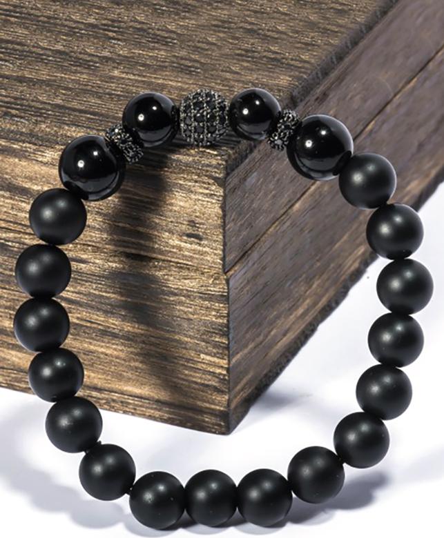 Vòng tay đá Obsidian 8mm mix charm bạc BRBO08M02 - Vietgemstones