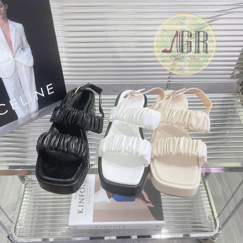 Sandal xuồng 2 quai nhún da siêu mềm cao 3 cm