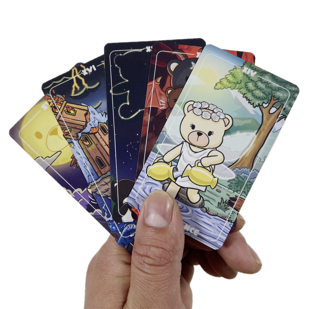 Bộ Bài Teddy Tarot Hộp Thiếc 78 Lá 98x58 Mm Tặng Đá Thanh Tẩy