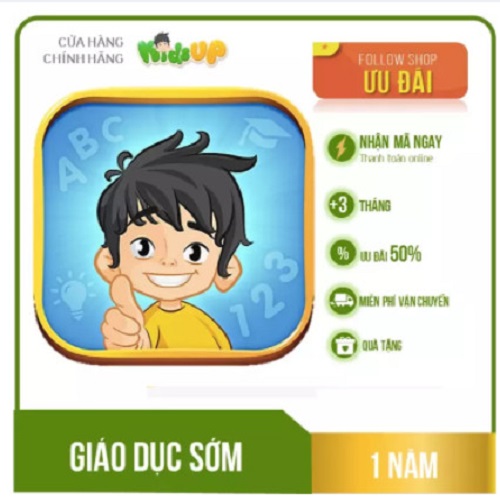 [E-Voucher]-KidsUP - Montessori online - Gói học 1 NĂM & Gói TRỌN ĐỜI