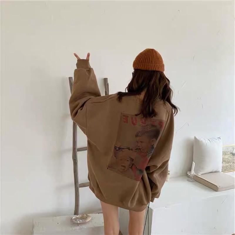 Áo sweater nỉ unisex form rộng Cậu bé hớt tóc phong cách ulzzang Wind