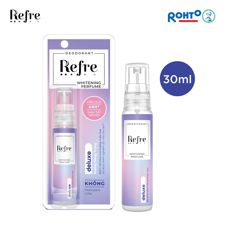 Xịt Khử Mùi Dưỡng Trắng Hương Nước Hoa Refre Whitening Deluxe Hương Sang Trọng (30ml)