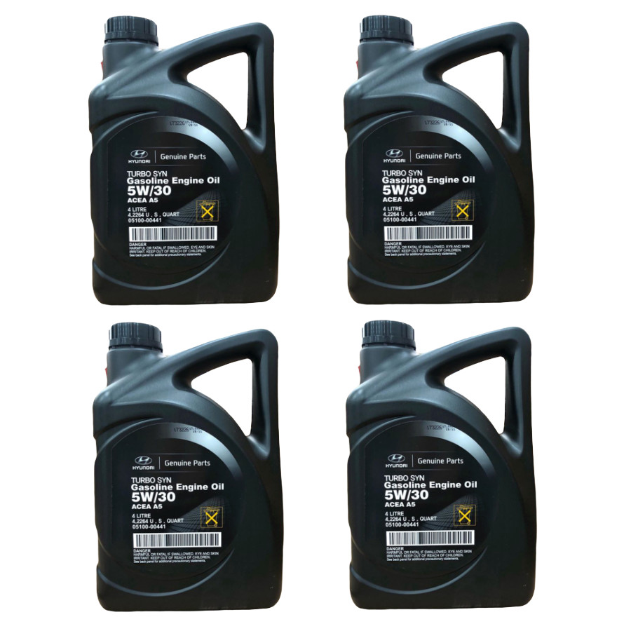 COMBO 4 can dầu nhớt xe ô tô HYUNDAI - chính hãng phân phối - chuyên dùng cho xe ô tô máy xăng (ACEA A5 5W/30) (4L/can)