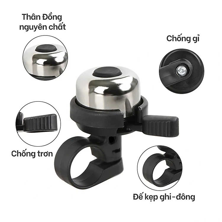 Chuông Xe Đạp Thể Thao Địa Hình Mini Bằng Đồng Âm Thanh Vang 90-100dB Gắn Ghi Đông Xe Đạp (Loại Cơ Bản) - Giao Màu Ngẫu Nhiên