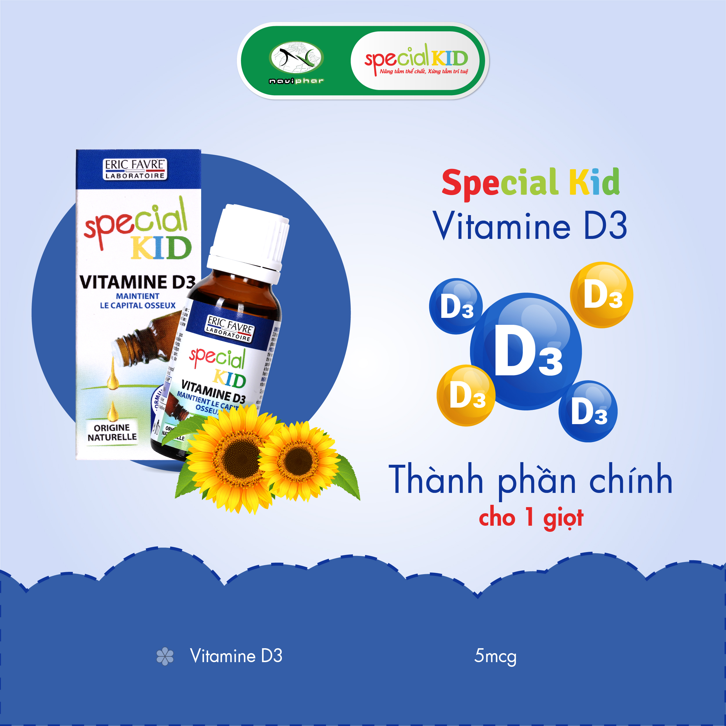 TPBVSK Special Kid Vitamine D3 - Xương răng chắc khỏe, cơ thể cứng cáp (20ml) [Siro – Nhập khẩu Pháp]