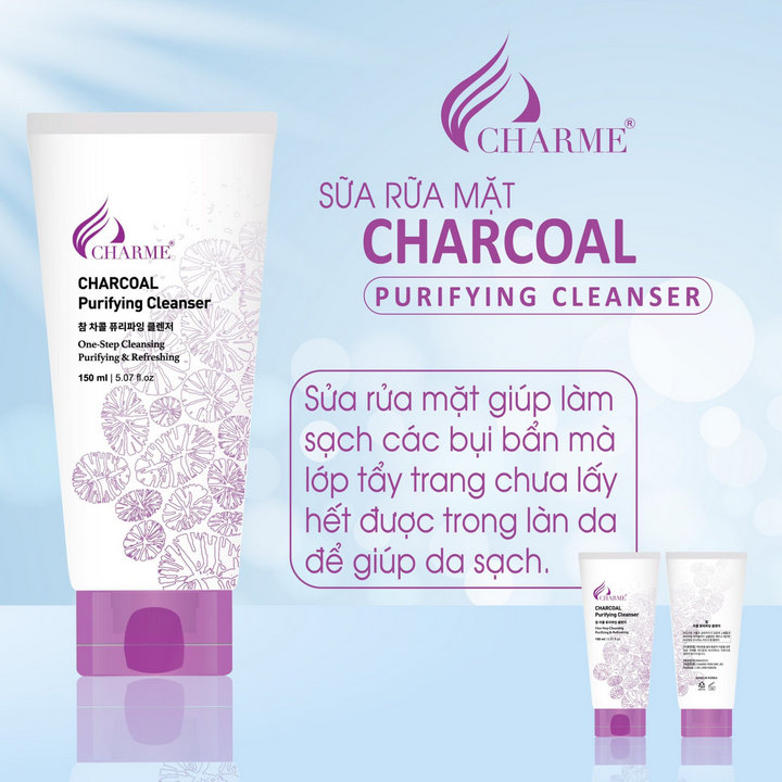 Sữa Rửa Mặt Than Hoạt Tính Charme Charcoal 150ml Sạch Nhờn Ngừa Mụn