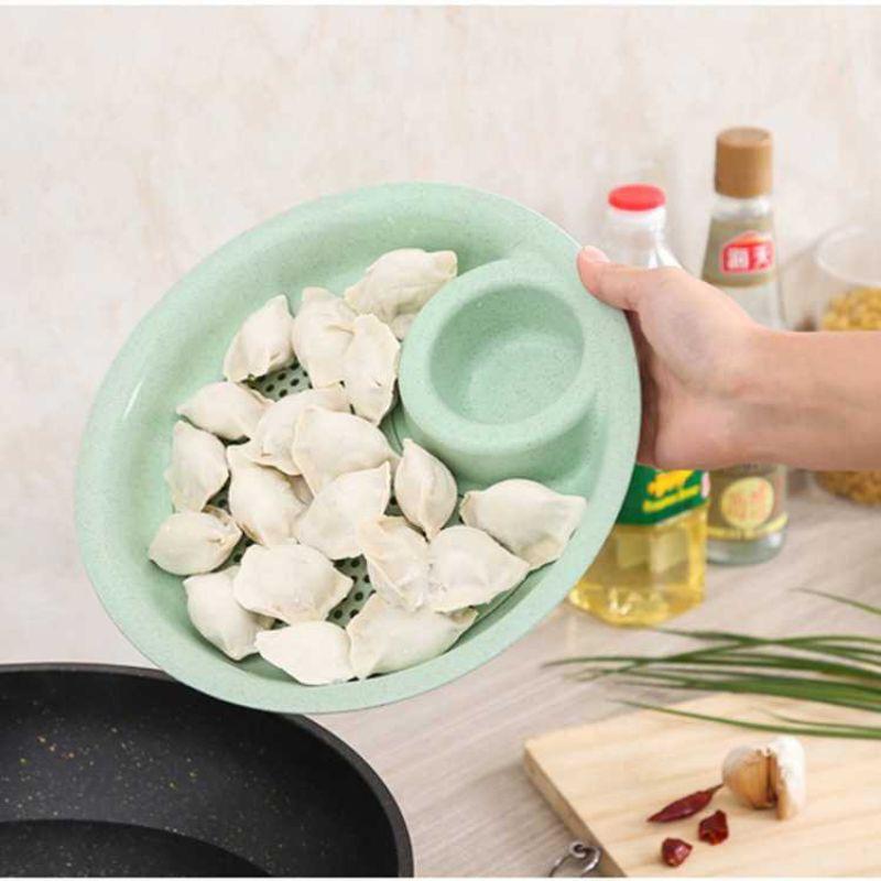 Combo 2 Đĩa Đựng Thức Ăn Có Khay Chấm Gia Vị Và Lưới Ráo Dầu