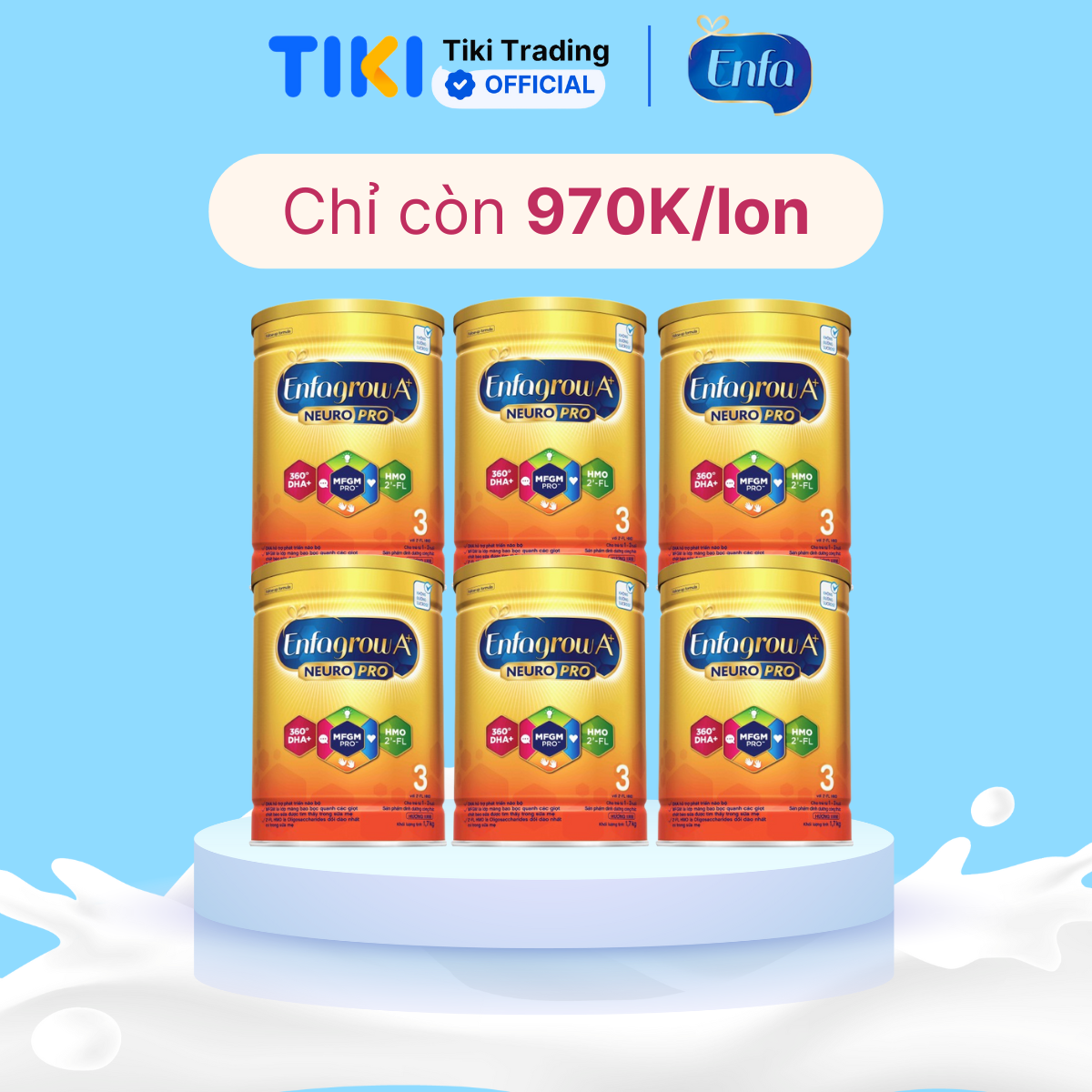 Thùng 6 lon sữa bột Enfagrow A+ NeuroPro 3 với 2’-FL HMO cho trẻ từ 1 – 3 tuổi– 1.7kg