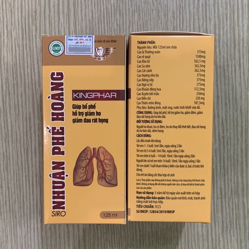 Siro Nhuận Phế Hoàng Kingphar Vinh Thịnh Vượng VV , chaic125ml giảm ho, bổ phế, long đờm