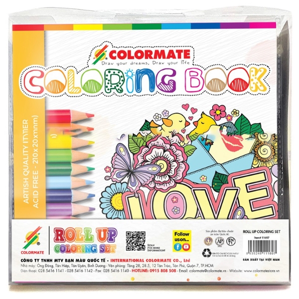 Bộ Bút Chì Màu Roll Up Coloring Set Colormate 11697