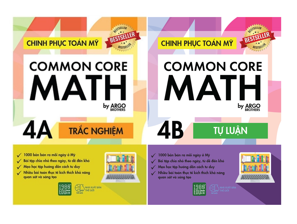 Sách - Combo Common Core Math - Chinh phục toán Mỹ 4A + 4B