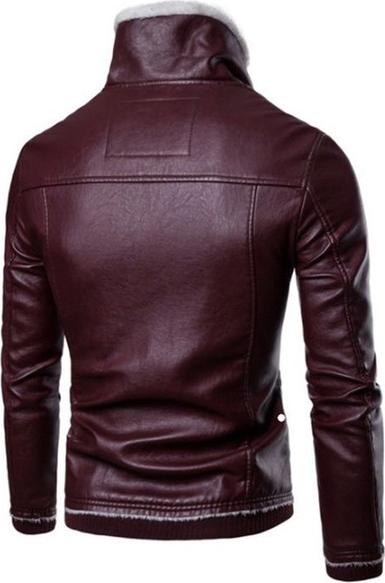 Men's Leather Jacket Loose Fur Collar Pu Leather Casual Business Locomotive Leather Coat