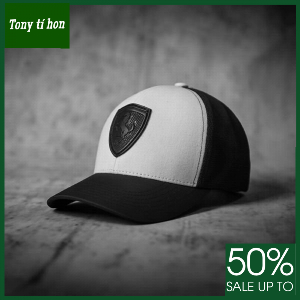 Tony tí hon - Mũ/nón kết lưỡi trai Scuderia ngựa màu đen trắng , thời trang nam nữ cao cấp