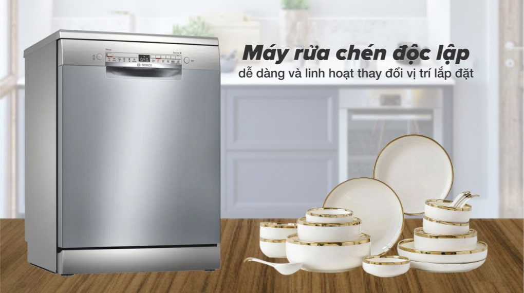 Máy rửa chén bát độc lập Bosch SMS2HAI12E (Series 2) - 13 bộ chén đĩa - 6 chương trình rửa - Hàng Chính Hãng