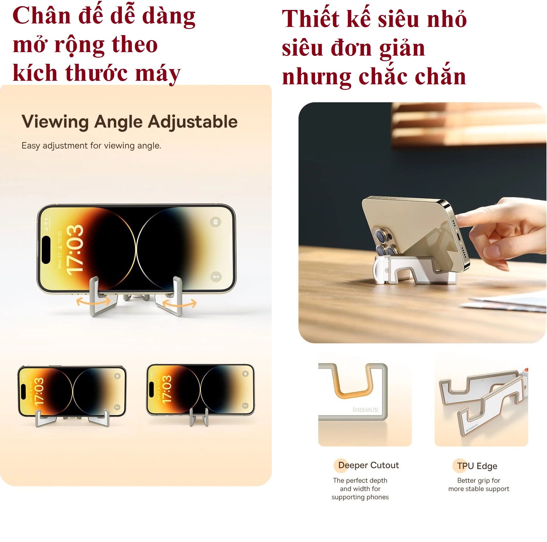 Giá đỡ điện thoại nhựa để bàn dạng móc khóa gập được siêu nhỏ gọn Baseus Foldable Series BS-HP013 _ Hàng chính hãng